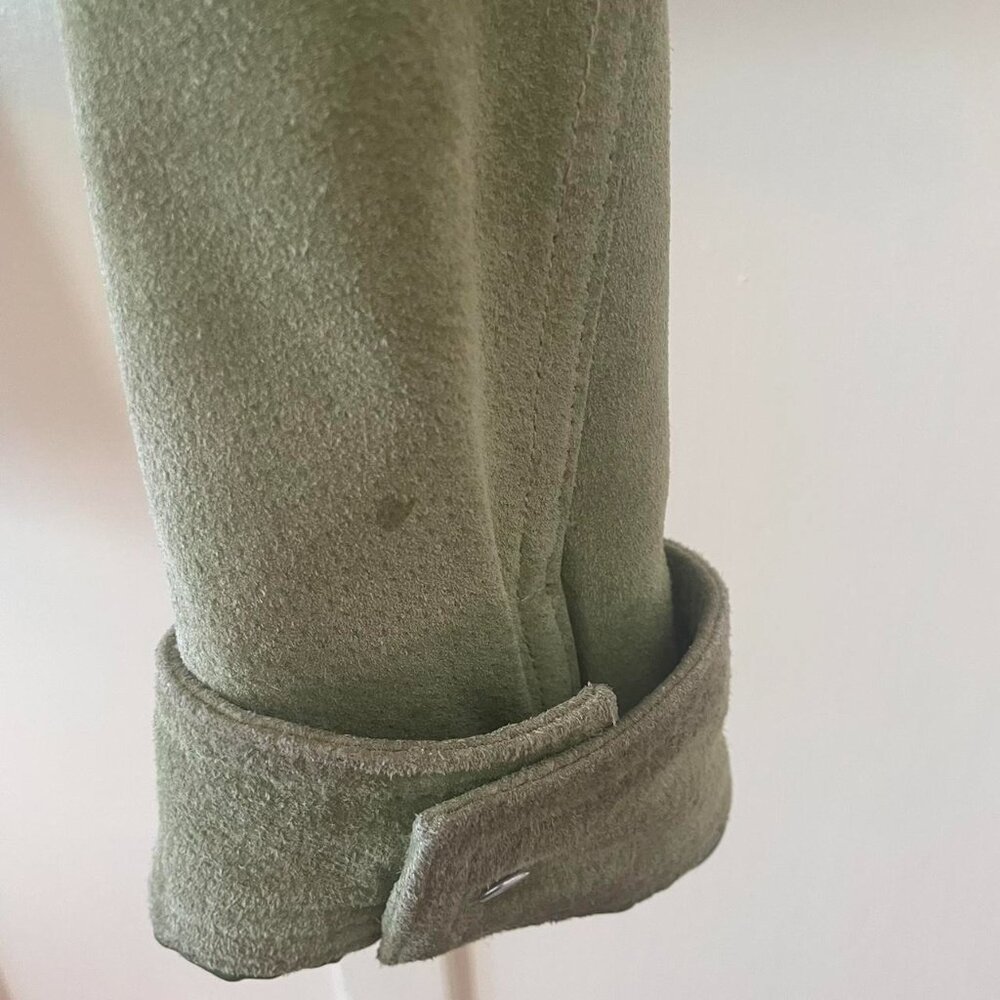 90s Vintage Green Suede Cropped Jacket - Picture 6 of 8